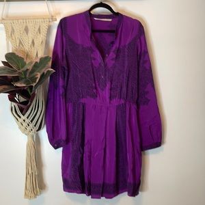 Cynthia Vincent Silk long sleeve purple dress L